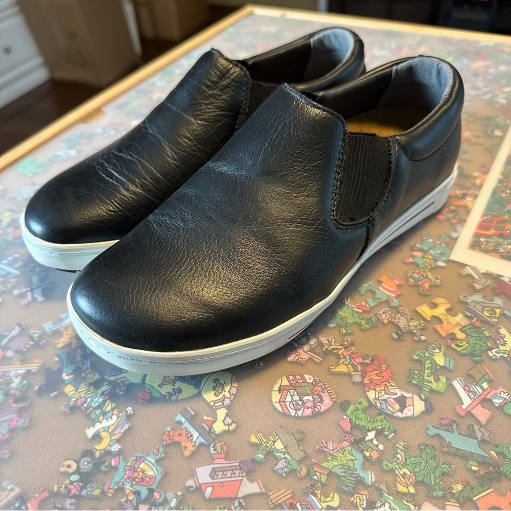 Birkenstock QO 400 Black Leather Slip-On Sneakers - Picture 4 of 13